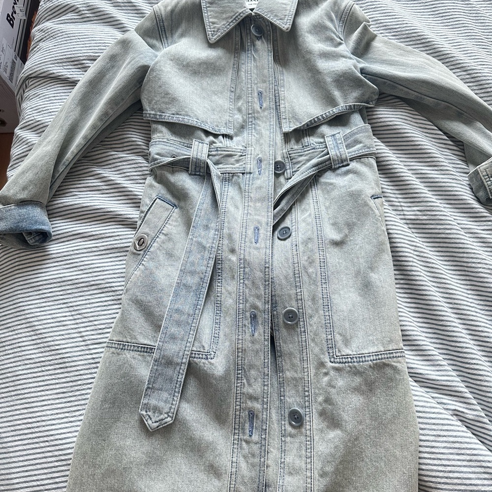 Coach Light Blue Denim Trench Coat